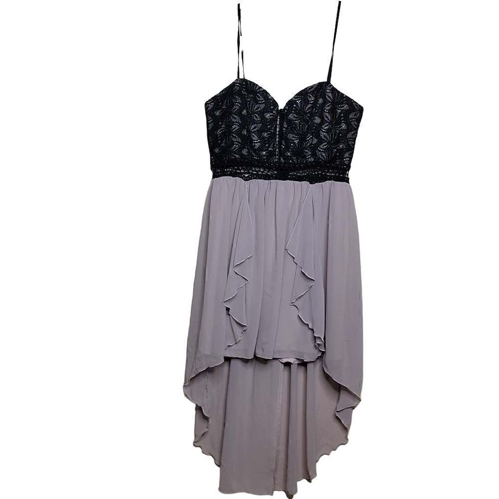 City Triangles High Low Lace Cutout Dress Black Pink Size 15 Juniors